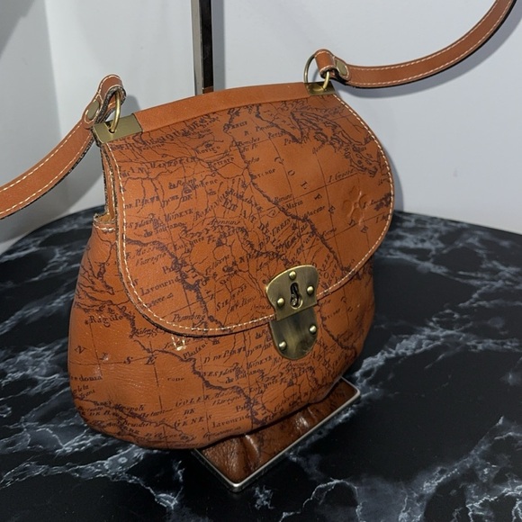 Patricia Nash Handbag Leather Veneto Crossbody Signature Map Brown AUTHENTIC - Picture 4 of 10